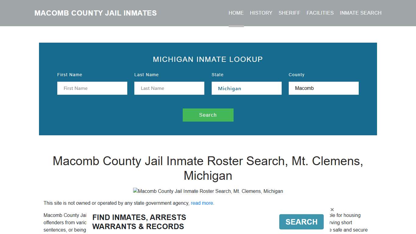 Macomb County Jail Inmate Roster Lookup, Mt. Clemens, MI