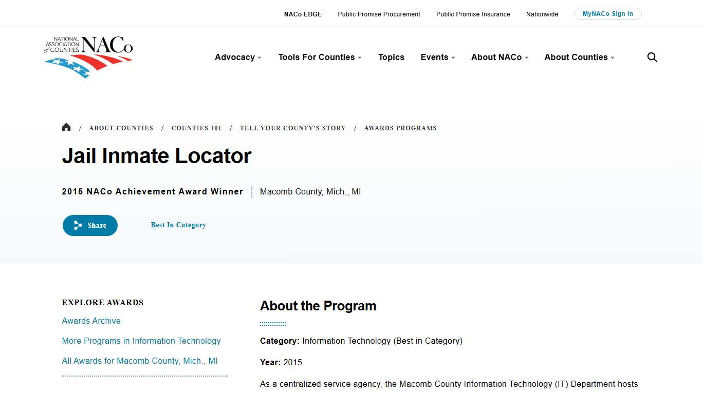 Jail Inmate Locator National Association of Counties